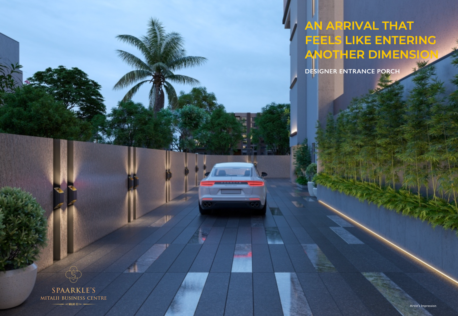 Luxury entrance porch at Sparkles Mitali Business Centre in Malad East Mumbai showcasing premium office spaces