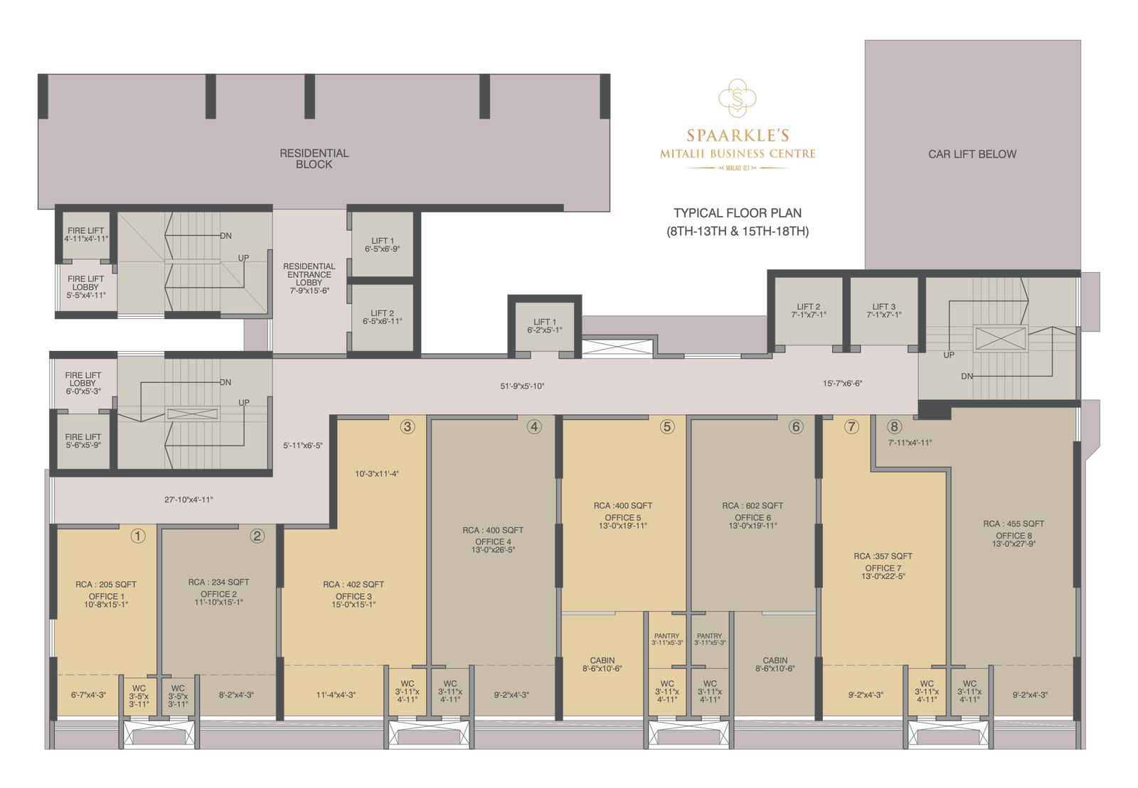 Luxury Floor Plan of Sparkles Mitali Business Centre in Malad East Mumbai Showcasing Premium Office Spaces